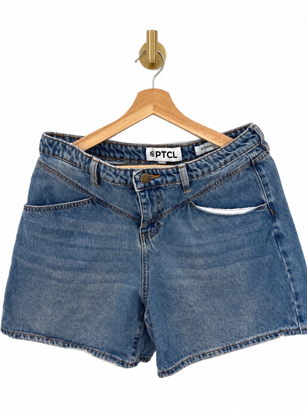 PTCL Women's Blue Denim Mom Jean Shorts